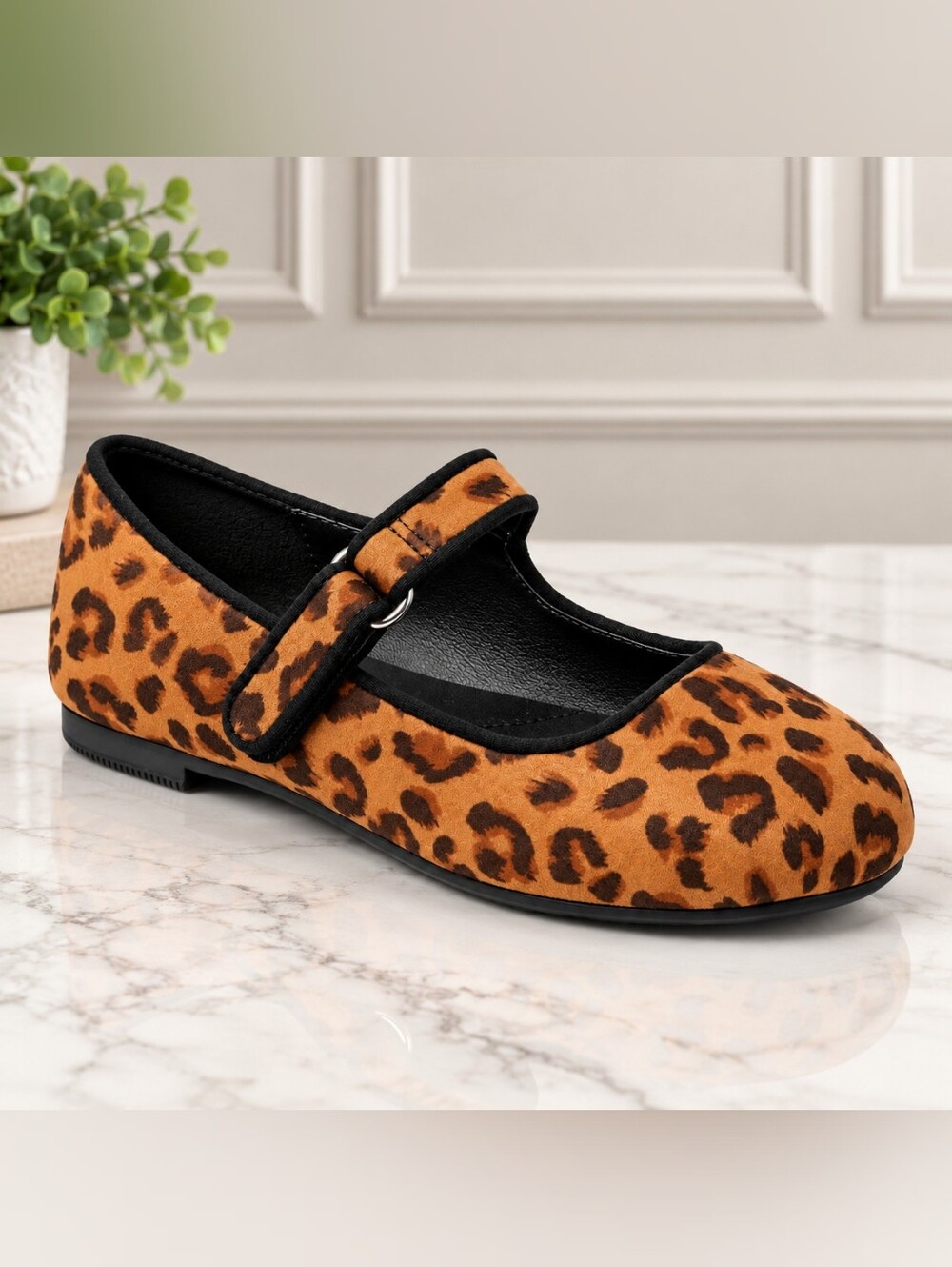 Cat & Jack Leopard Print Mary Jane Shoes - Tan & Black